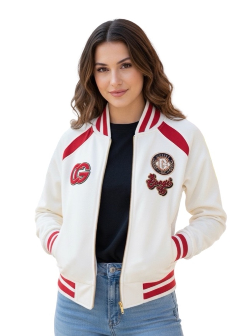 Vintage COOGI Womens Varsity Embroidered Jacket great for back to school/college